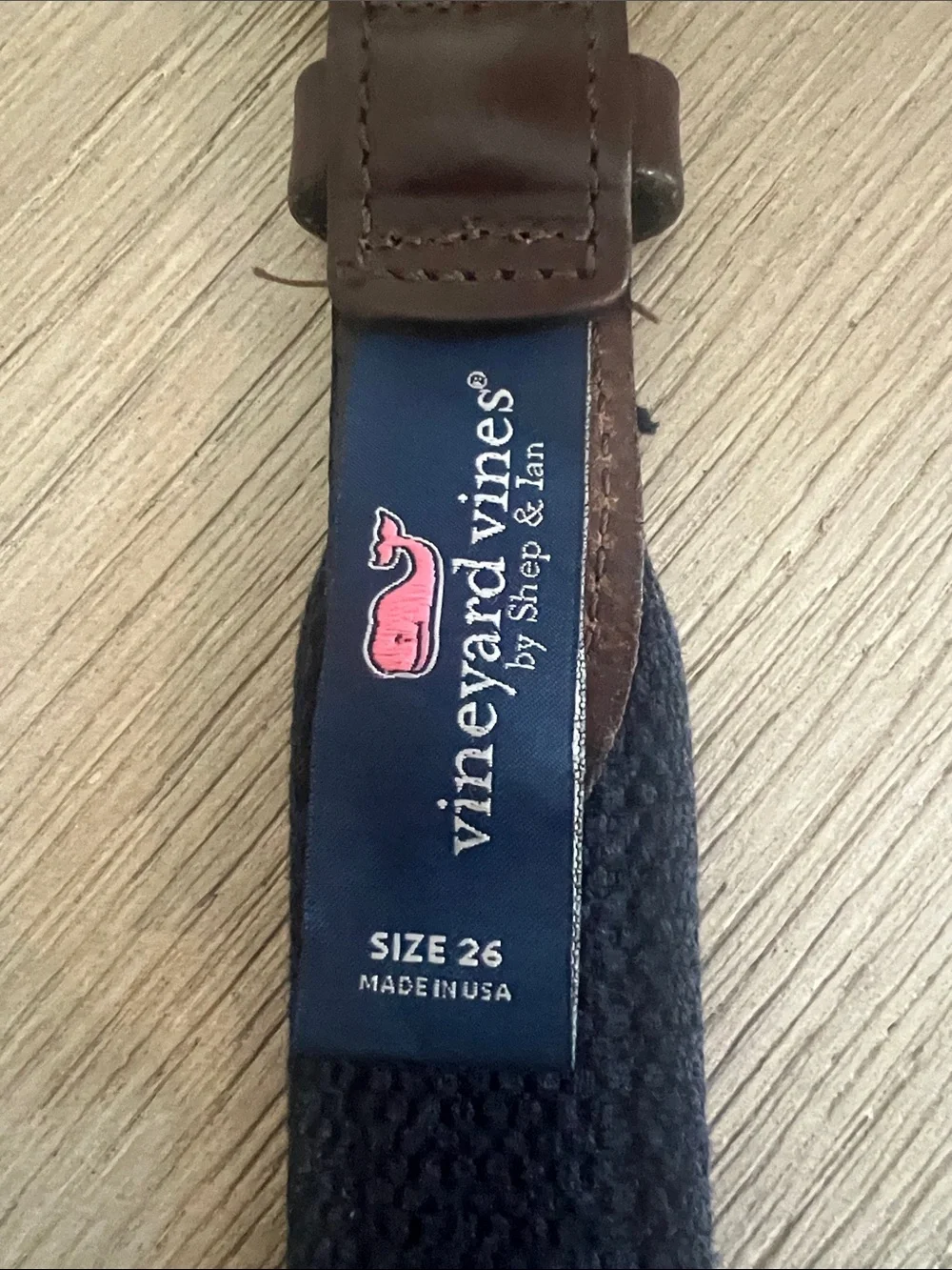 Boys Vineyard Vines Navy Fabric Belt with American Flag Motif size 26